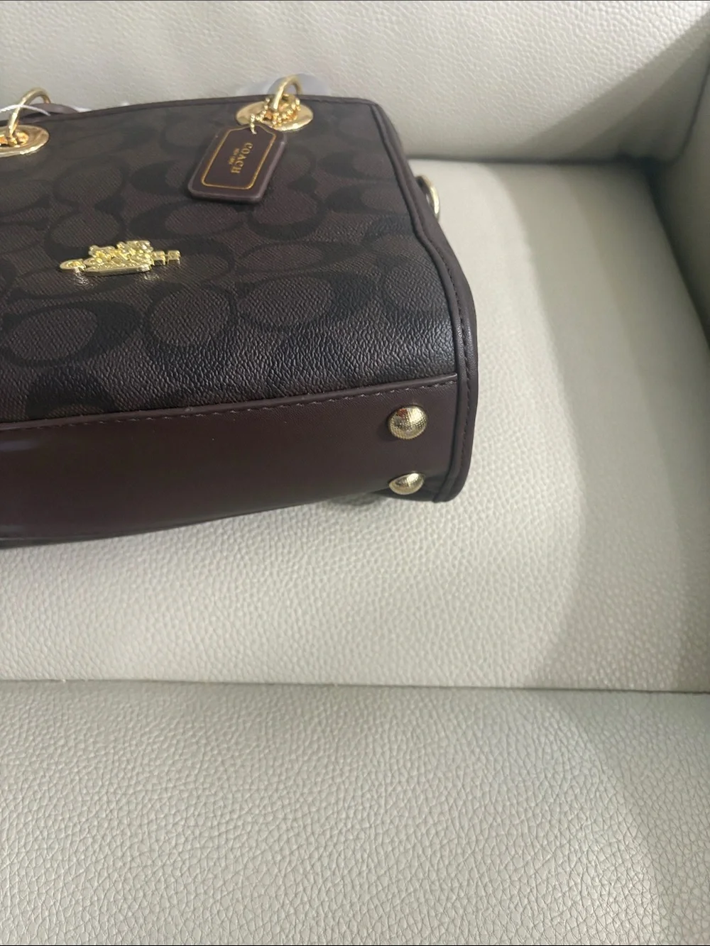 Coach Brown Signature Mini Satchel with Gold Hardware